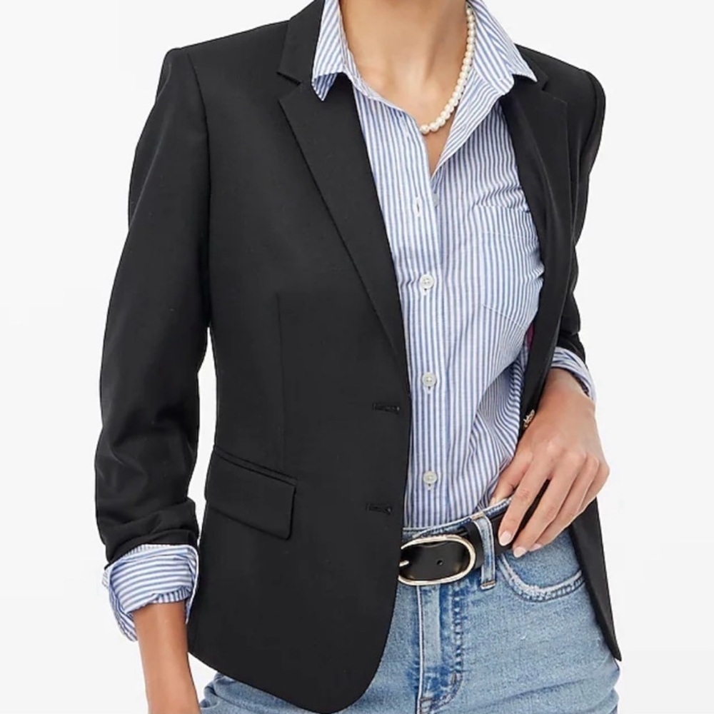 J . CREW | Classic Black Striped Lining Schoolboy Blazer Jacket Sz. XS‎